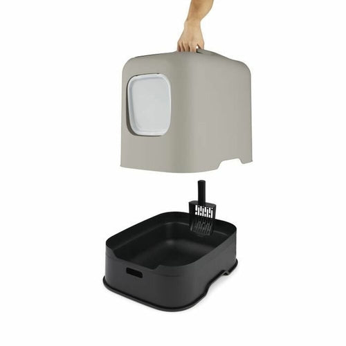 Arenero para Gatos Rotho My Pet – Color Capuchino, Tapa con Filtro