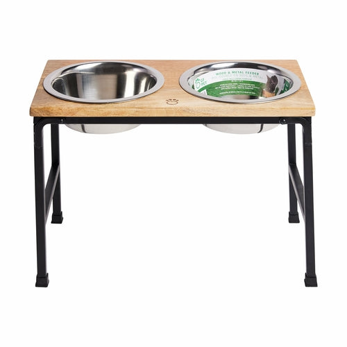 Comedero Elevado de Madera y Metal para Mascotas – Ergonómico y Elegante
