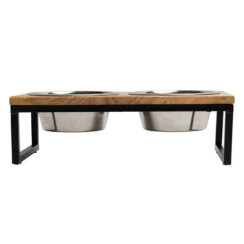 Comedero Elevado de Madera y Metal para Mascotas – Ergonómico y Elegante