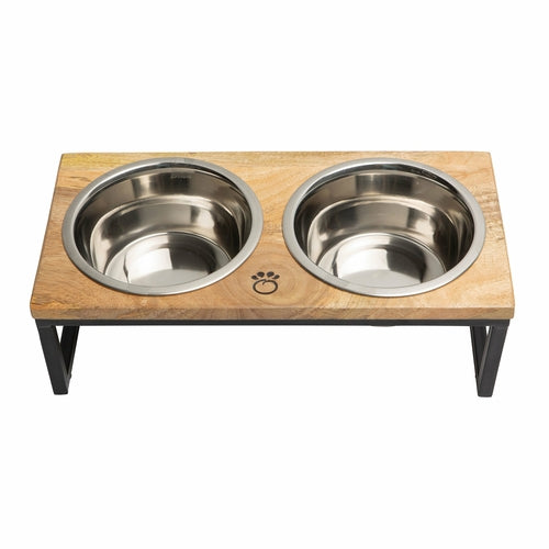 Comedero Elevado de Madera y Metal para Mascotas – Ergonómico y Elegante