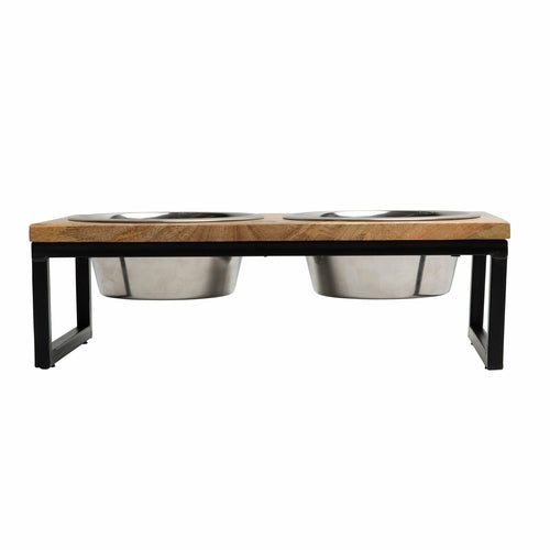 Comedero Elevado de Madera y Metal para Mascotas – Ergonómico y Elegante