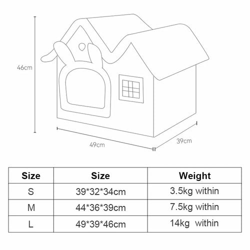 Casita de Peluche para Mascotas con Techo Removible – Cálida y Lavable