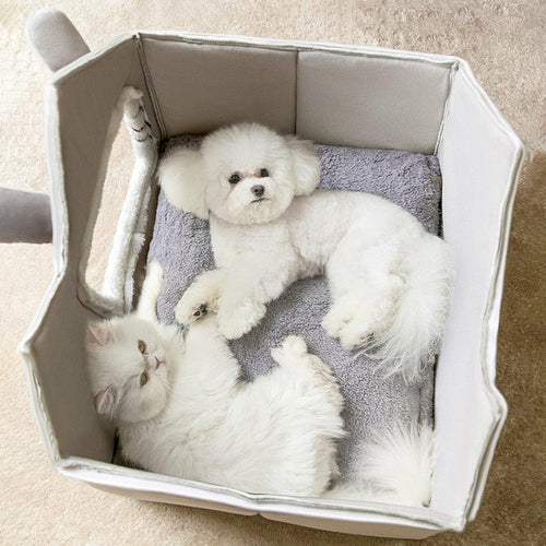 Casita de Peluche para Mascotas con Techo Removible – Cálida y Lavable